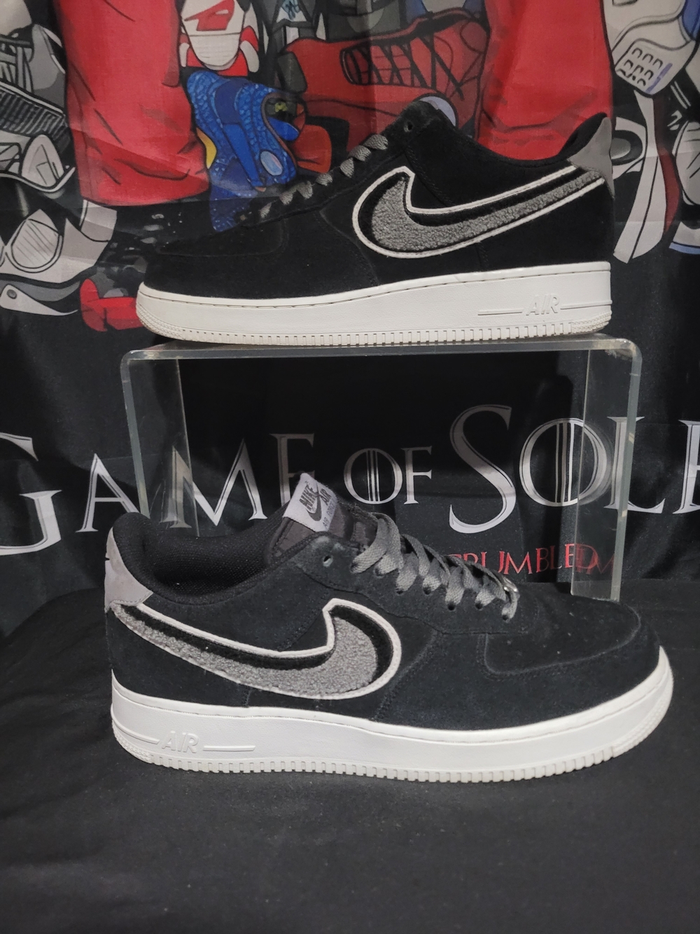Nike Air Force 1 Low  Chenille Swoosh- Black/Grey